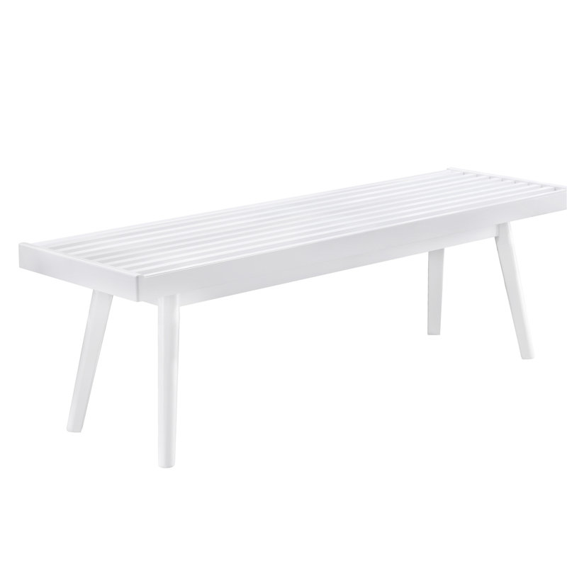 White Solid Wood Entryway Bench With Slatted Surface And Style Surface, Stylish Add-On
