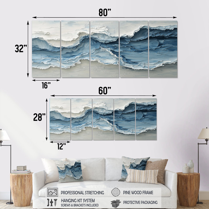 Consalve - art mural côtier - ensemble de décorations murales nautiques, H 28 po x l 60 po, 5
