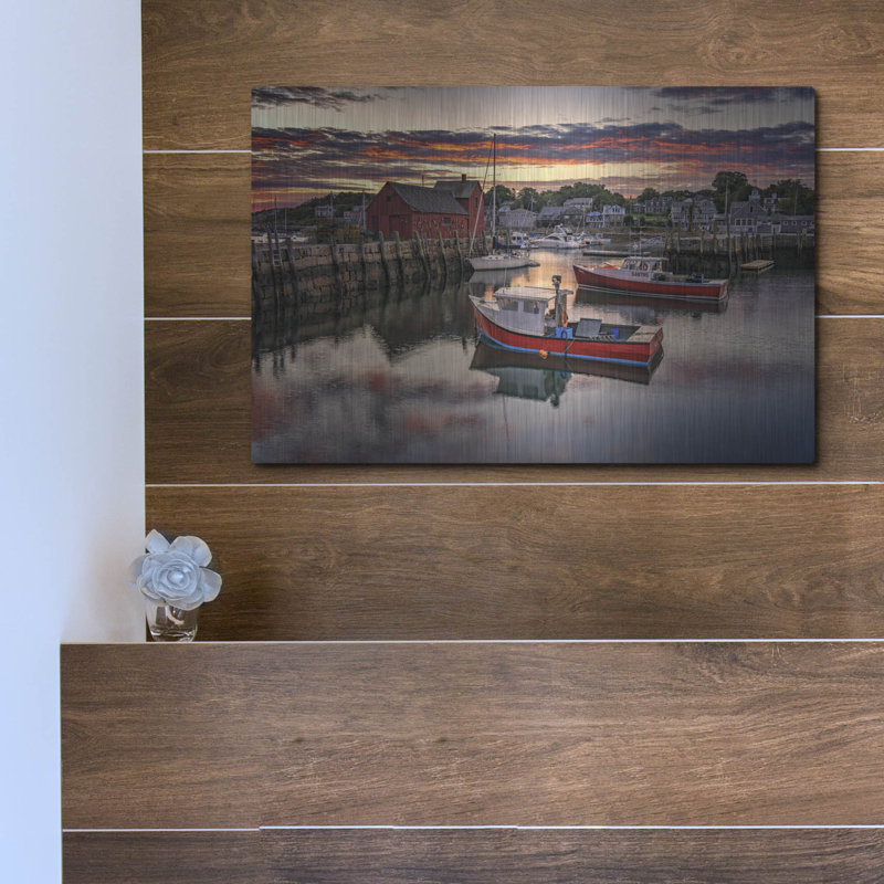 Mur en métal luxueux «Sunrise In Rockport» par Rick Berk, H 12 po x l 16 po