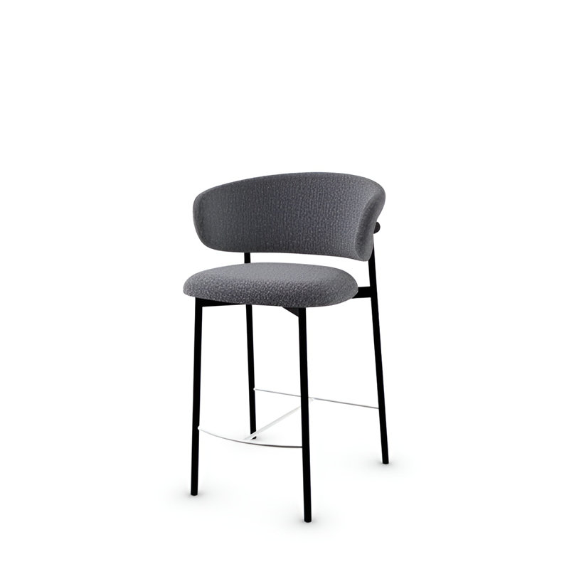 Tabouret rembourré Oleandro, Gris anthracite, Laiton poli