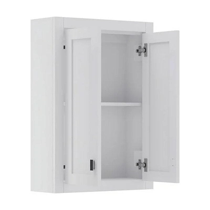 Higuera Solid Wood Bathroom Cabinet, White, 1