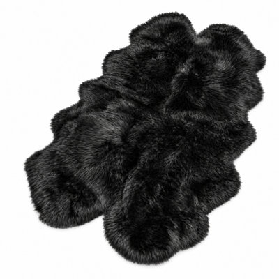Tapis noir en peau de mouton fabriqué à la main 4 pi x 6 pi Munsey