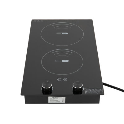 OUKANING 2100W Electric Double-burner Ceramic Electric Cooktop with Knob Control