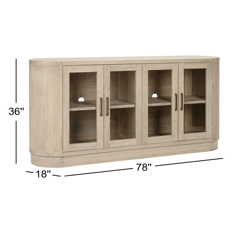 Vander 78" Oak Veneer Wood Buffett Sideboard In White Wash, White Wash