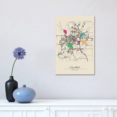 Columbia, Missouri Map by Ayse Deniz Akerman - Wrapped Canvas Gallery-Wrapped Canvas Giclée