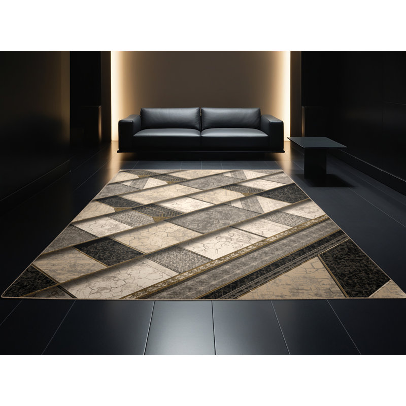 Tapis oriental classique beige délavé à la machine Brennan Shield, 4 x 6