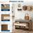 31" Rattan Shoe Bench with Storage, Farmhouse Wicker Entryway Bench with Drawer & Padded Linen Seat, Hallway Organizer, Caramel Oak-67139466