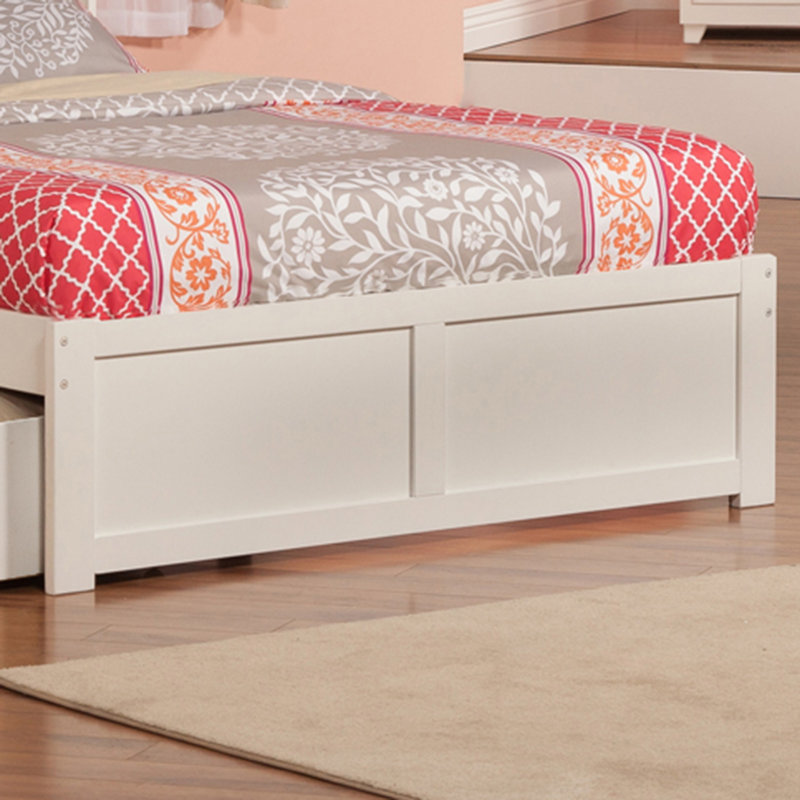 Casandra Solid Wood Platform Bed with Panel Footboard, Storage Drawers & USB Charger, White, Full