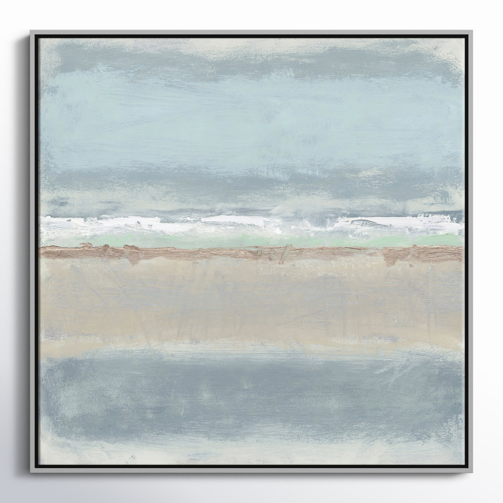 Dandelion "Serenity II" Painting by Filippo Ioco, 45" H x 45" W x 2" D, Silver