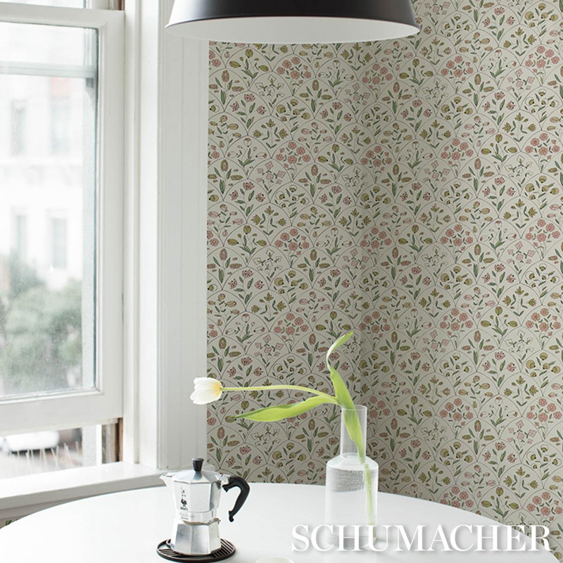 Frances Scallop Floral Wallpaper, Pink