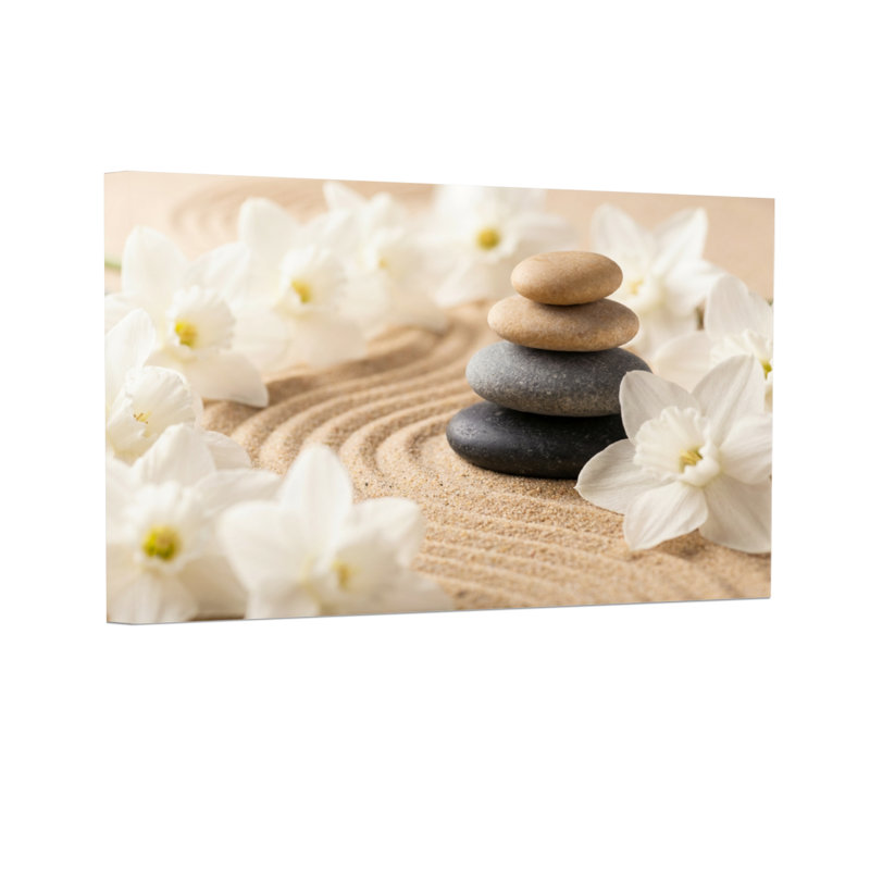 Fashion Zen Stones, fleurs de sable, scène de jardin paisible, H 24 po x l 36 po
