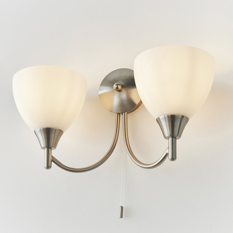 Barium Steel Armed Sconce, Satin Chrome