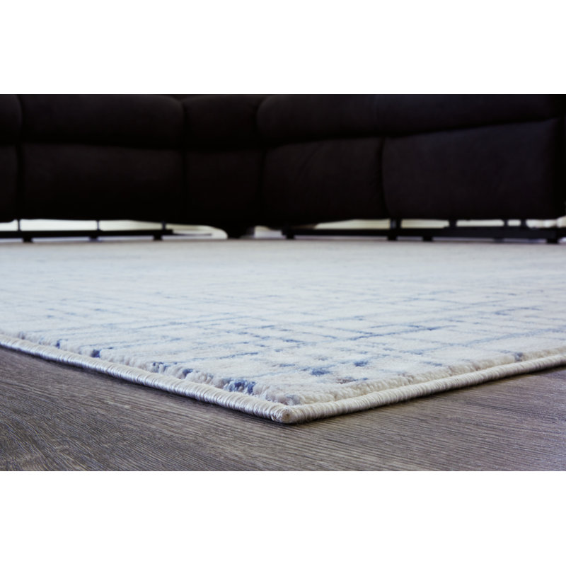 Rectangle Tildra Abstract Machine Woven Polyester Area Rug in Blue/Grey/Cream, Rectangle 8' x 10'