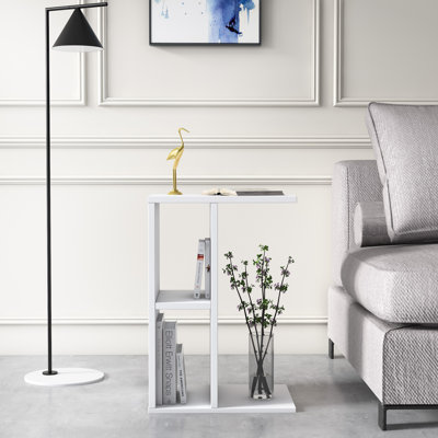 Slot C-Shaped Side Table, Magazine Rack with Storage Shelf, 40 x 30 x 59 cm Laptop Stand