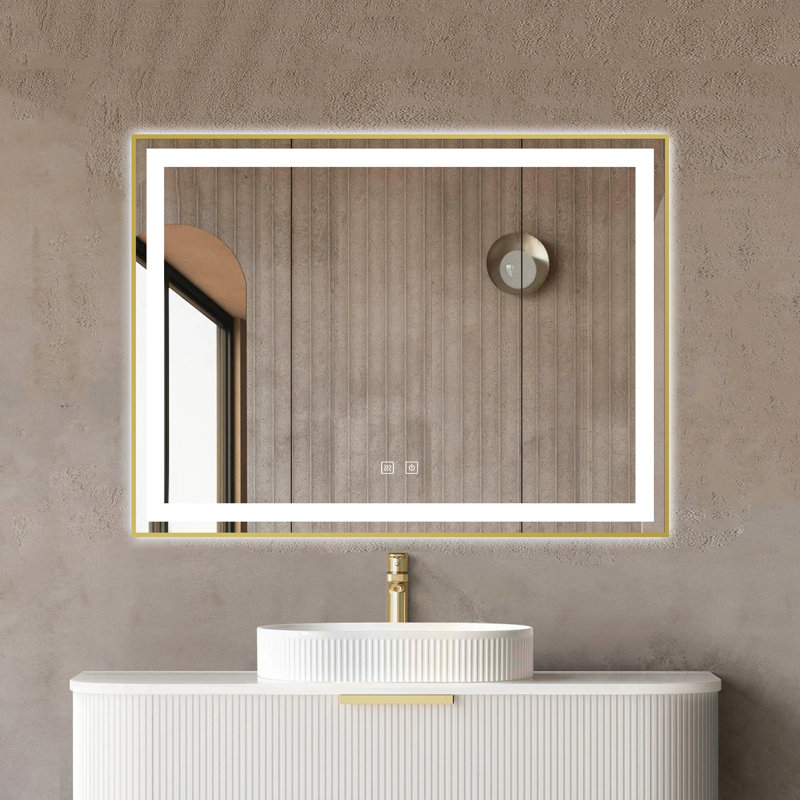 Jahna Aluminum Rectangle Mirror, 34.125" x 26.13", Gold