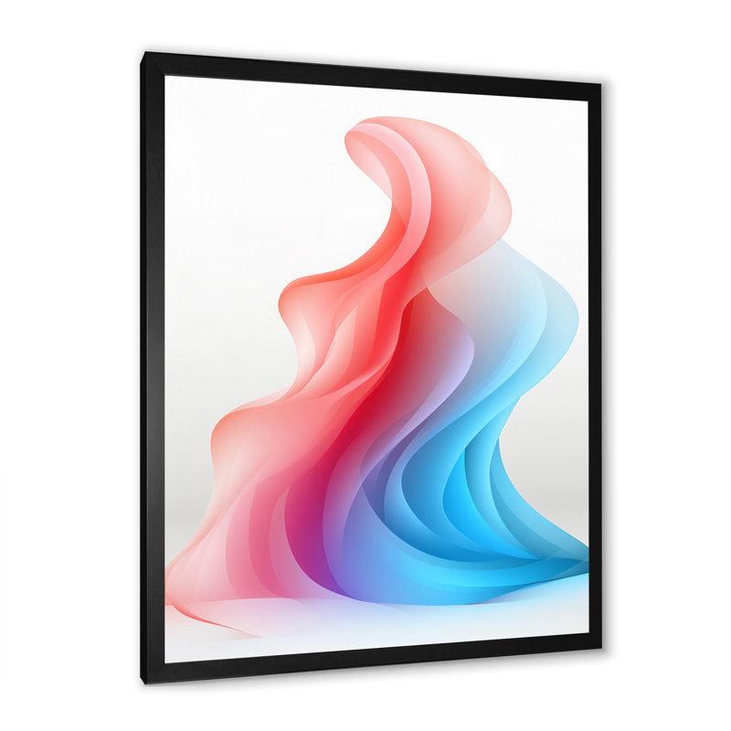 «Blue Pink Colorful Pastel Waves - Abstract Shape», impressions d'art mural, H 44 po x l 34 po x P 1,5 po, Cadre simple noir