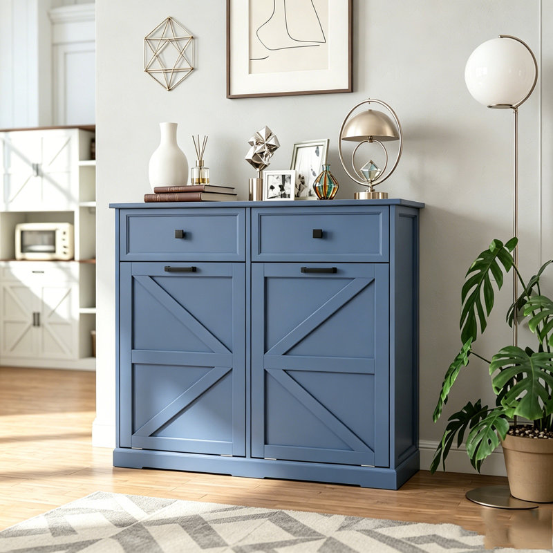 Armoire de tri de lessive, poubelle basculante, Antique Navy Blue