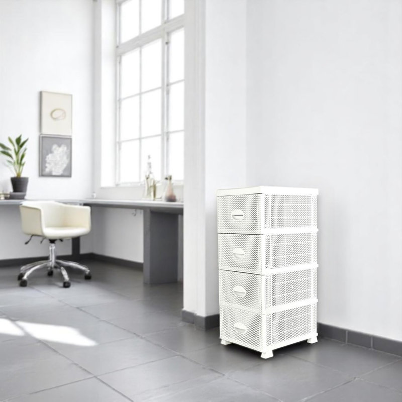 4 Drawer Storage Drawer, White
