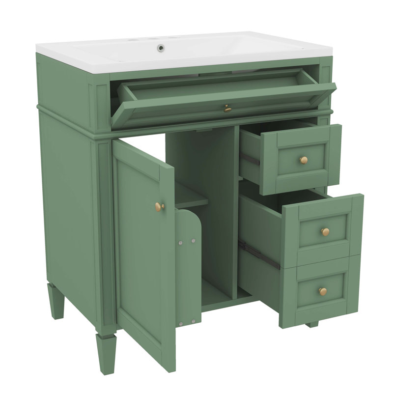 Ensemble de meuble-lavabo moderne de 30 pouces avec lavabo sur le dessus, comprenant 2 tiroirs et un tiroir supplémentaire
