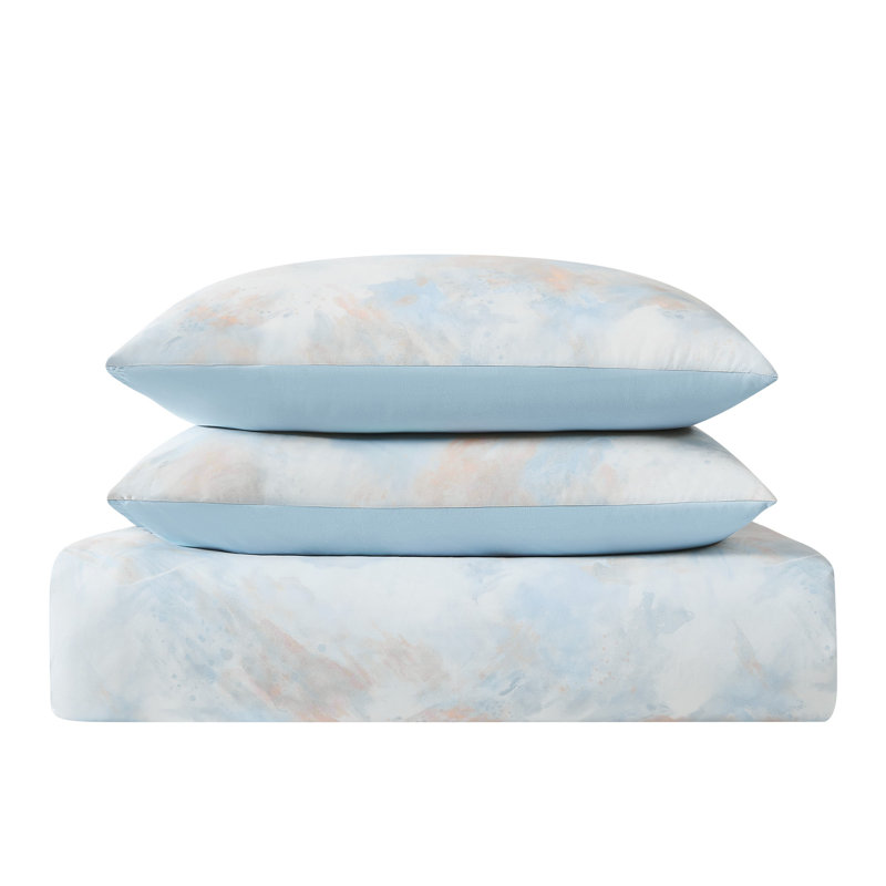 Twin White and Blue Microfiber Reversible Comforter Set