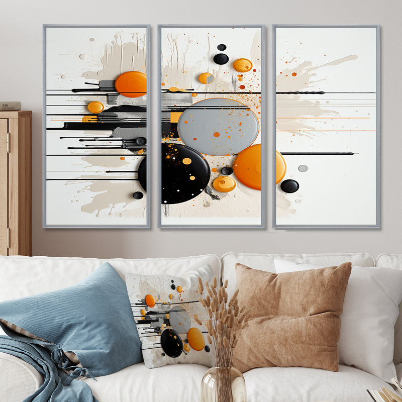 «Silver Moon Rising - Minimalisme», ensemble d'art mural, Encadrement argenté, H 40 po x l 60 po x P 1 po