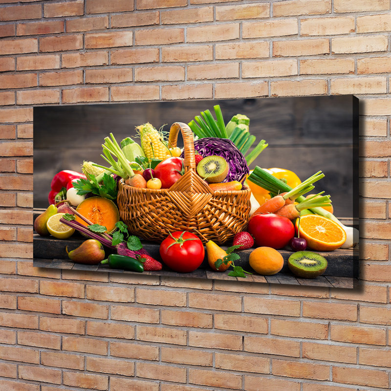 A Basket Of Fruit Vegetables - Wrapped Canvas Print