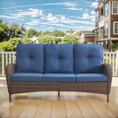 Valierius High-Quality 3-Seat Outdoor Wicker Sofa With Professional Outdoor Cushions - Durable, Comfortable Design For Patios, Gardens, And Porches