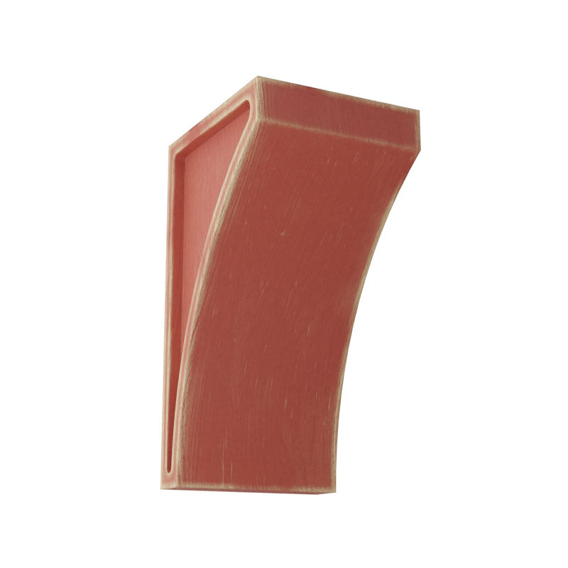 Salvage Red Rubberwood Vintage Decor Corbel, 10" H x 3" W x 6.5" D