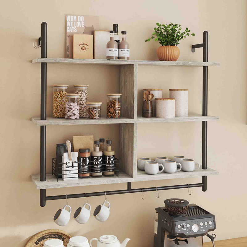 3 -Piece Tiered Shelf, Retro Grey