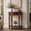 Console demi-lune de 60 cm (23,6 po), table d'entrée semi-circulaire avec tiroir et tablette ouverte, table d'appoint traditionnelle pour couloir, entrée ou salon