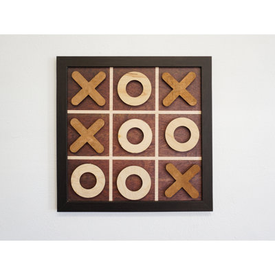 Magnetic Wall Decor Tic Tac Toe Dark Wood