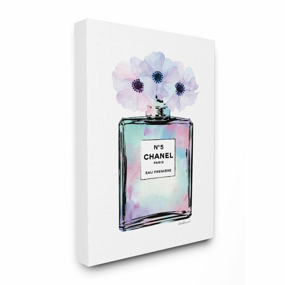Purple Flower Perfume Glam Fashion Design' by Amanda Greenwood - Graphic Art Print House of Hampton Format: Wrapped Canvas, Size: 40 H x 30 W