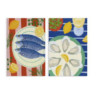 Seafood Kitchen Meals 2pc Canvas Set, design by Courtney Haley