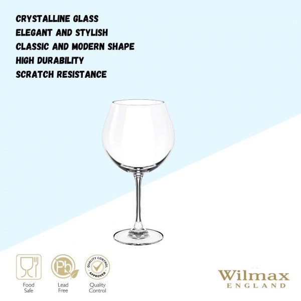 Wilmax Undina Glassware Chardonnay 800ml Crystal Glassware Set