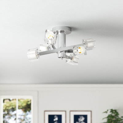 Plafonnier semi-encastré géométrique Spoutnik 18,9 po à 6 lumières Andranik