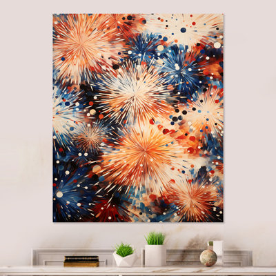 Blue And Yellow Fireworks Illumination 3 - Fireworks Metal Wall Art