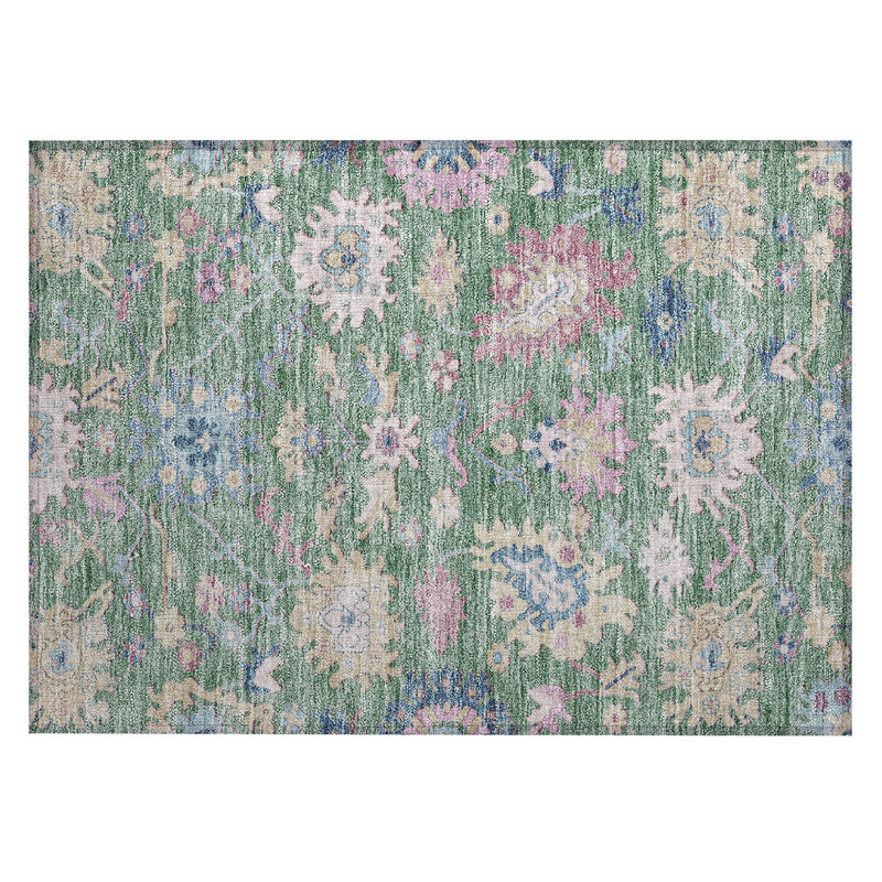 Machine Washable Indoor/Outdoor Cicel ACN1154 Sage Rug, Rectangle 1'8" x 2'6"