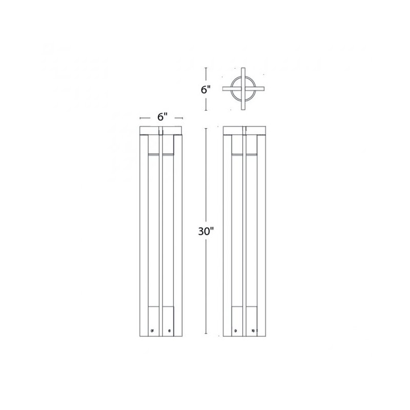Chamber LED Bollard Light, 3000K, Black on Aluminum, 12