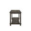 Table grise vieillie Ii - hauteur de comptoir, pieds droits carrés, plateau en bois fixe avec tablette de hauteur inférieure, option de rangement