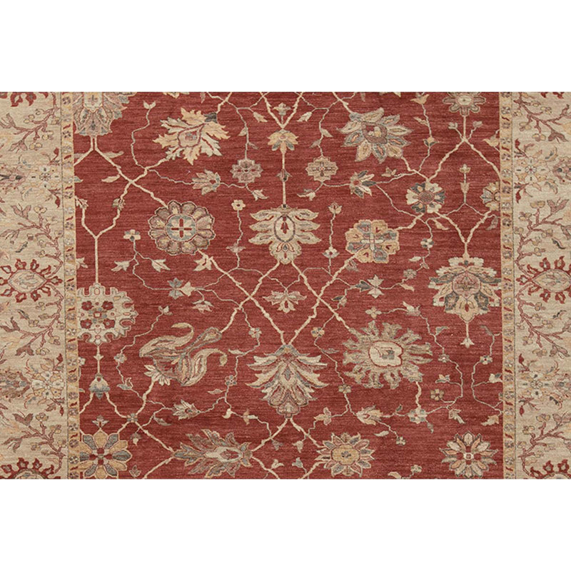 Tapis oriental en laine noué à la main en rouge / brun