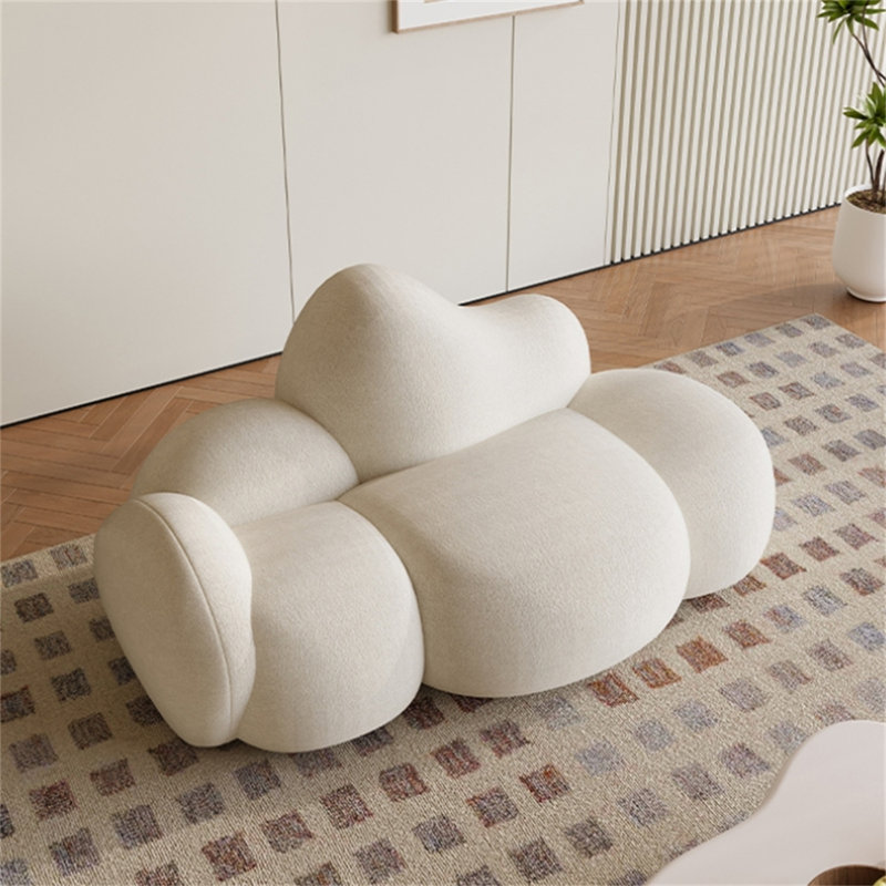 Canapé en forme de nuage en forme de nuage, causeuse irrégulière de style crème moderne
