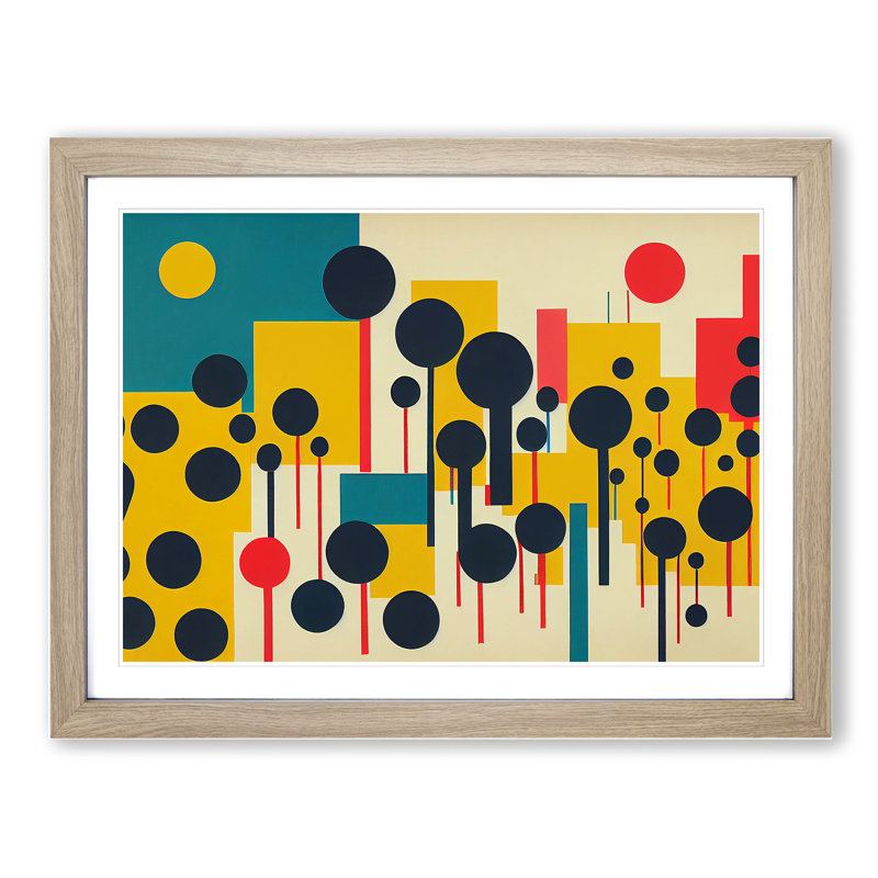 Unforgettable Flower Market Abstract - Framed Print, 46cm H x 64cm W x 2cm D, Oak