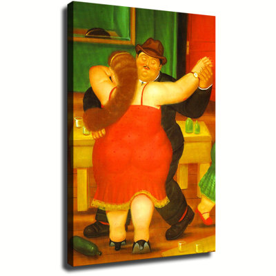 Fernando Botero - Couple Dancing Canvas Wall Art Framed Ready to Hang Living Room Bedroom Home Decor