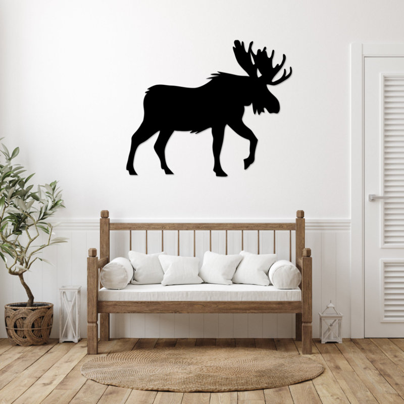Art mural Crossing Moose, H 35 po x l 35 po x P 0,12 po, Noir