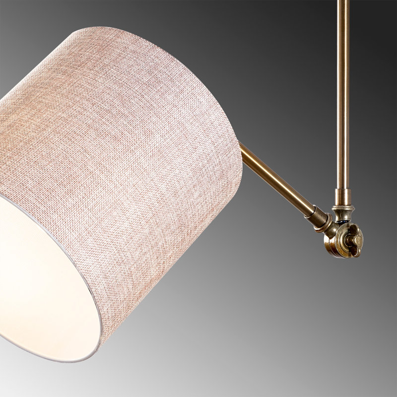 Luminaire suspendu cylindrique unique à 1 lumière, Beige, Cuivre