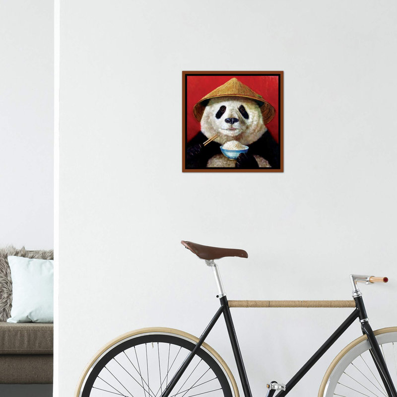 Panda, art encadré, H 18 po x l 18 po x 1,5 po, Toile classique avec cadre brun