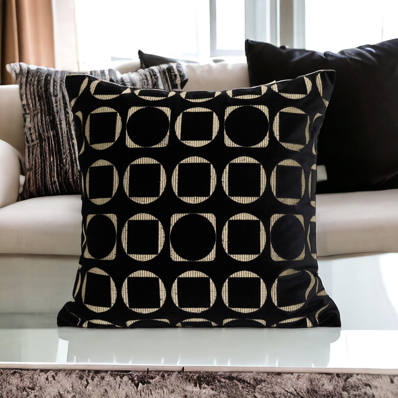 Housse de coussin réversible en velours géométrique, H 18 po x l 18 po, Carré