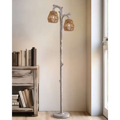 Katelon 62 "rattan Boho floor lamp,suitable for coastal,medieval,farmhouse,beach installation lights