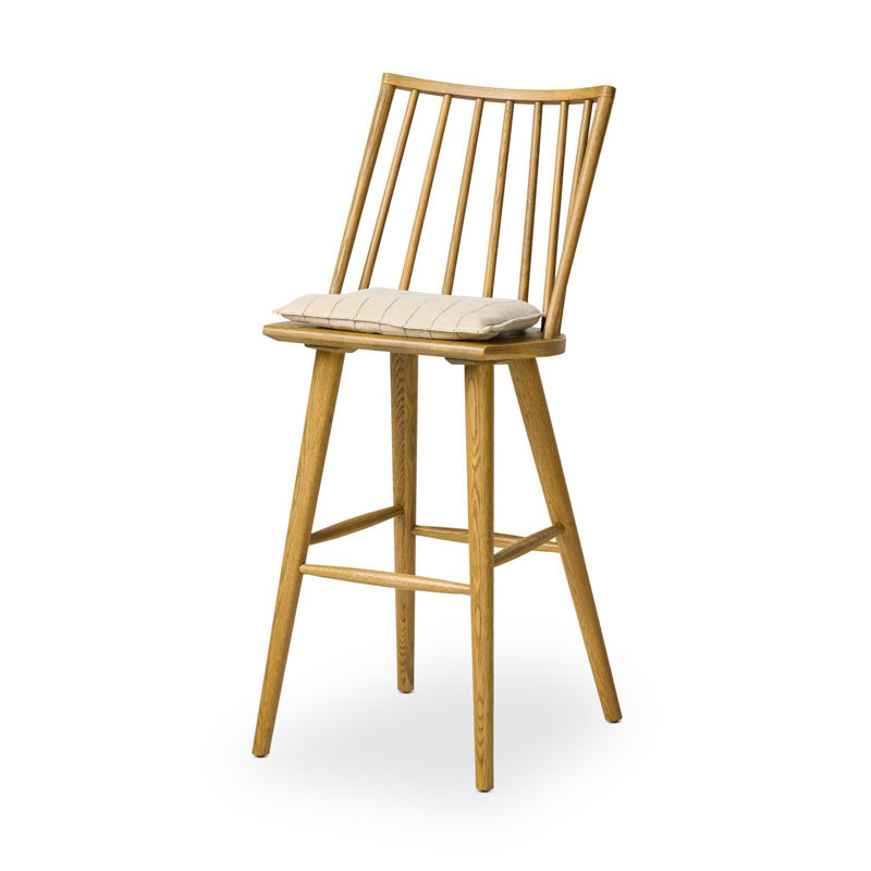 Lewis Windsor Stool With Cushion-Black Oak-Counter, Counter Stool (25.02” Seat Height), Sandy Oak