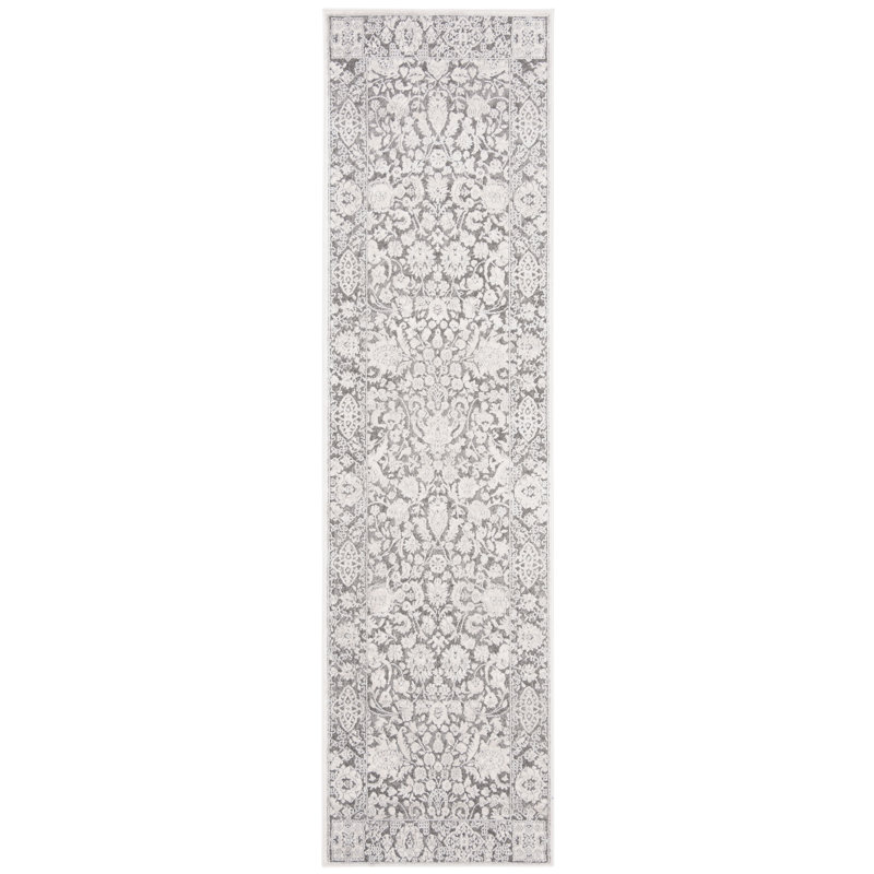 Tapis oriental gris foncé / crème Calidia, Tapis de couloir 2 pi 3 po x 12 pi